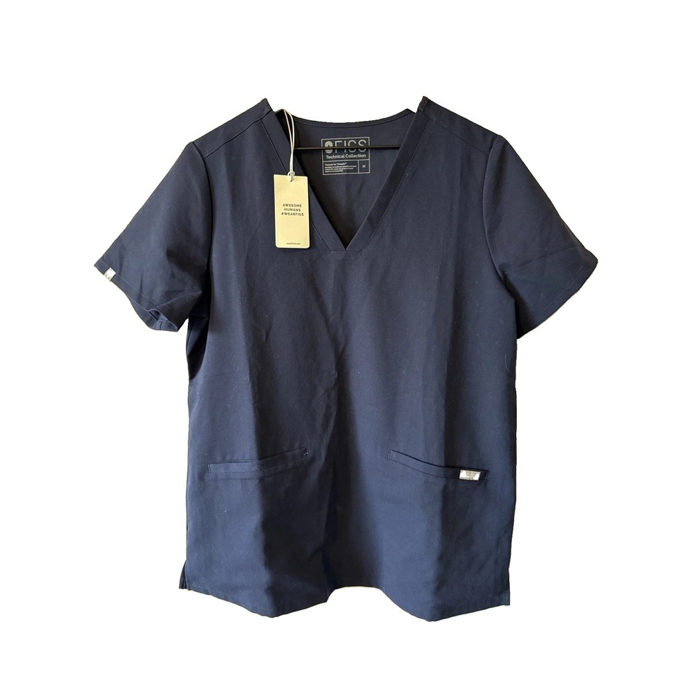 Figs Casma Blue Short Sleeve Three Pocket Womens Scrubs Tops Size Medium FW1100